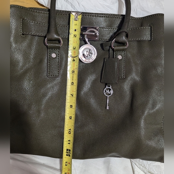 MICHAEL KORS HAMILTON LARGE MANDARIN OLIVE GREEN SAFFIANO LEATHER TOTE BAG NEW - Picture 15 of 15